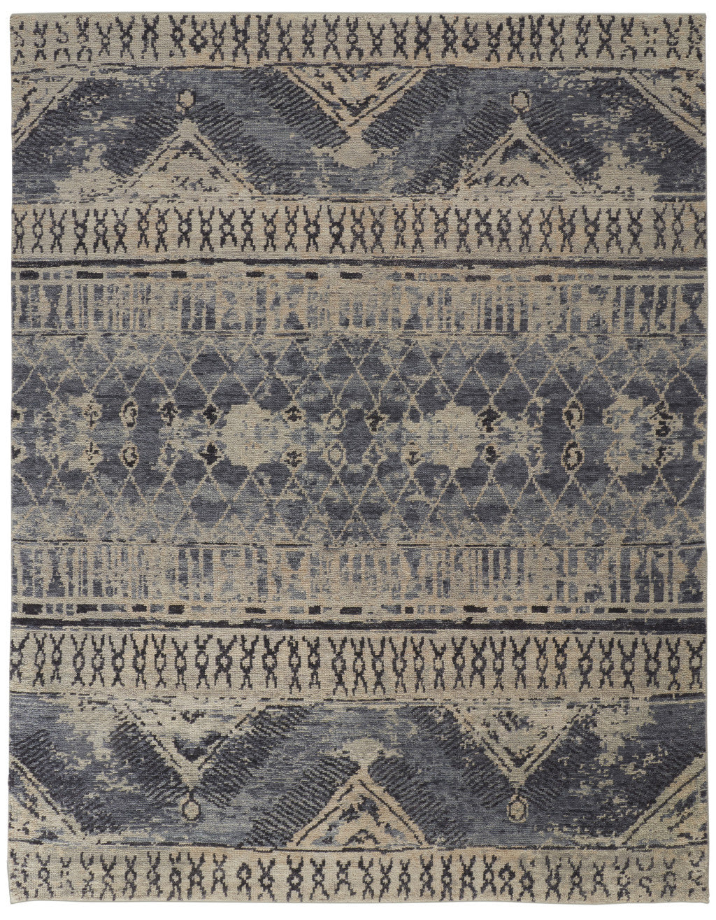 Stain-Resistant Hand-Knotted Gray and Ivory Floral Area Rug for Any Space