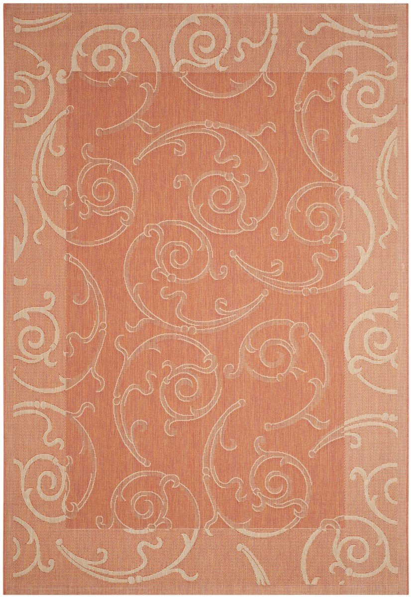Stylish Courtyard Decor - Luxurious Power Loomed Indoor and Outdoor Area Rug Featuring an Elegant Vine Scroll Pattern