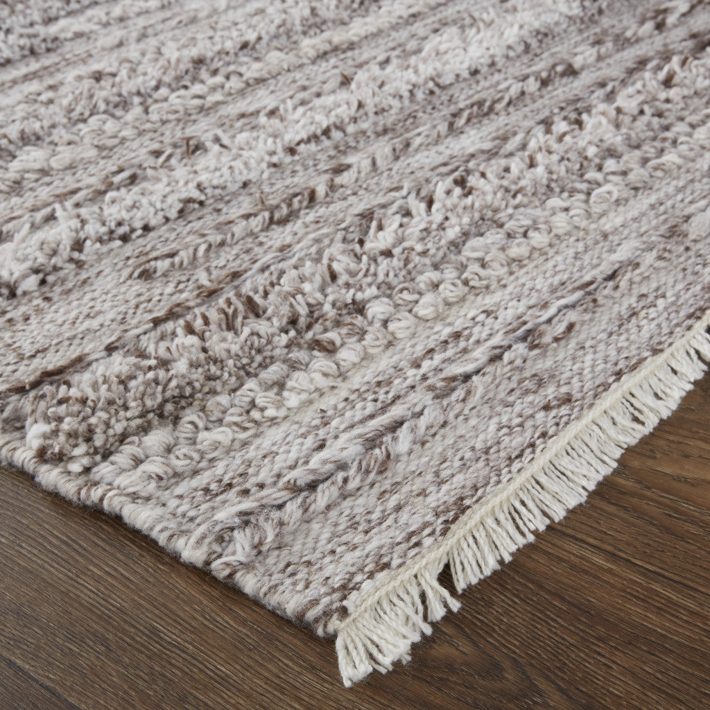 Stylish Hand-Woven Stain-Resistant Area Rug in Ivory & Taupe Stripes for Homes