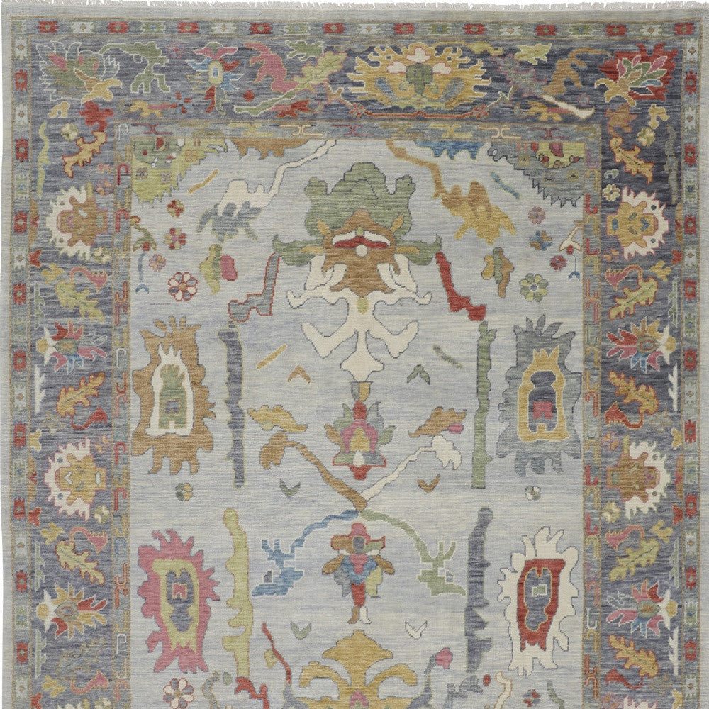 Stain-Resistant Hand-Knotted Gray, Gold & Fringed Wool Area Rug for Your Home