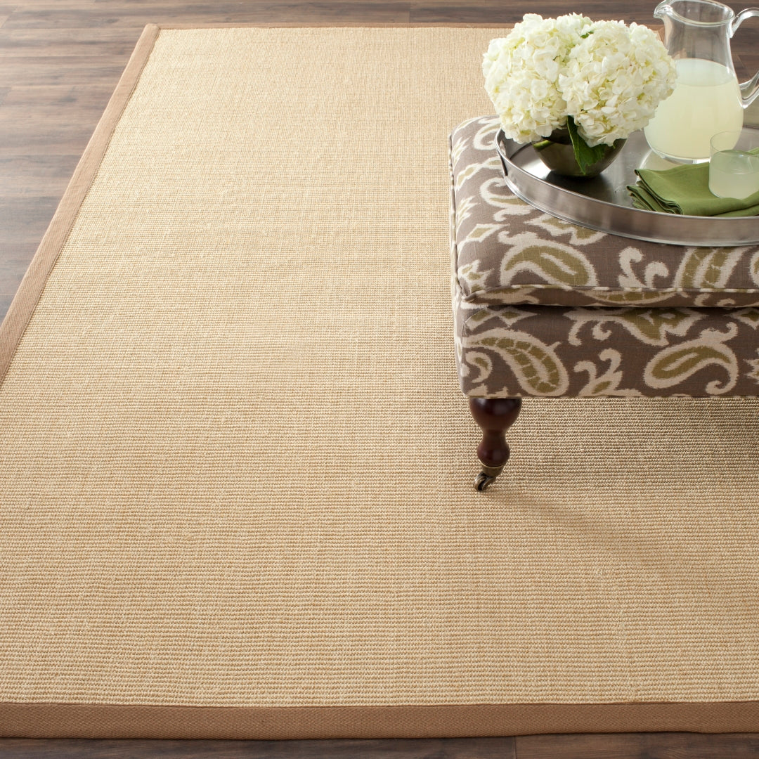 Msj Countryside Sustainable and Eco-Friendly Sisal Floor Rug - Featuring Soft Natural Texture and Decorative Cotton Border, 5Mm Pile Height