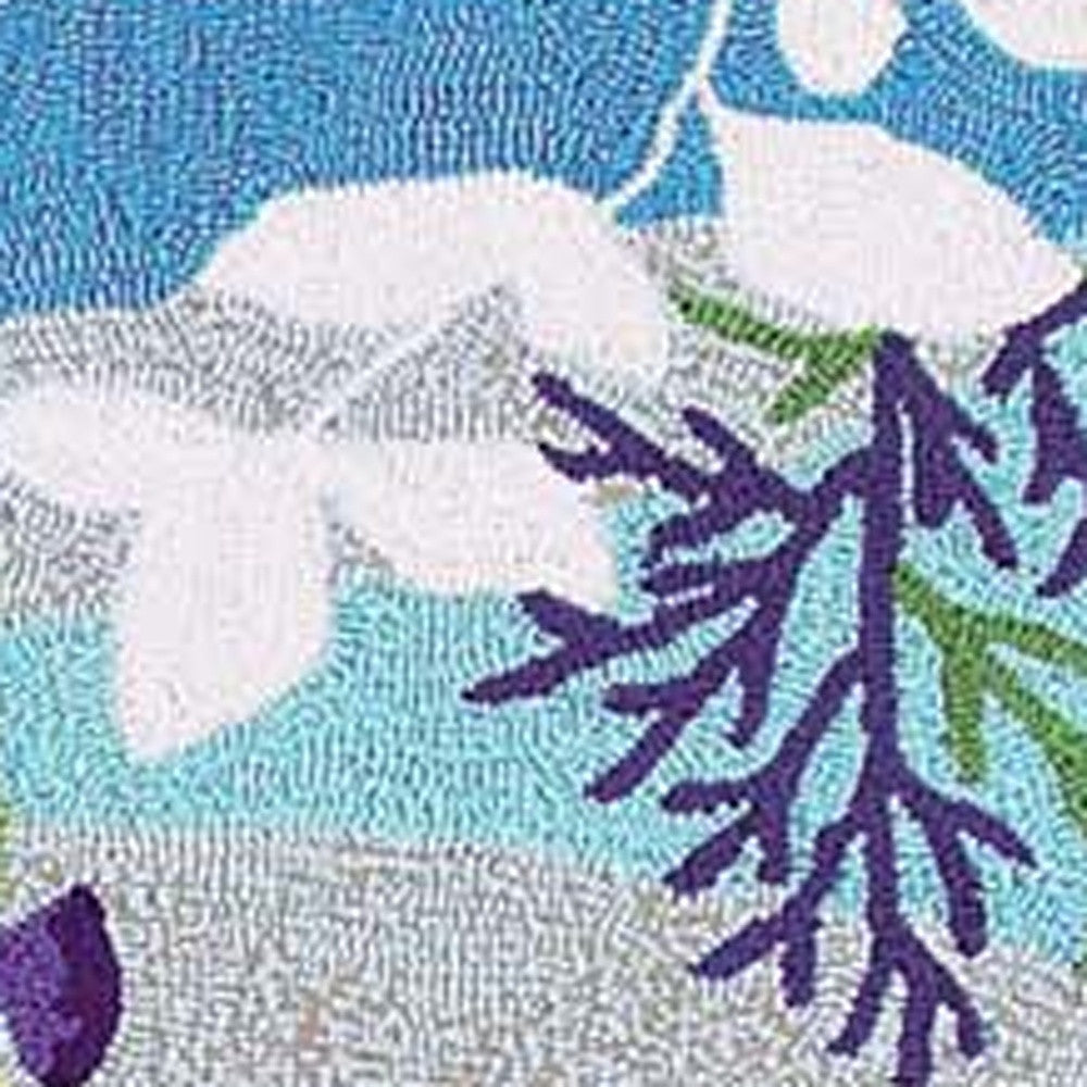 Blue Tropical Fish Design Hand - Hooked Area Runner Rug for a Stunning Modern Home Decor Makeover