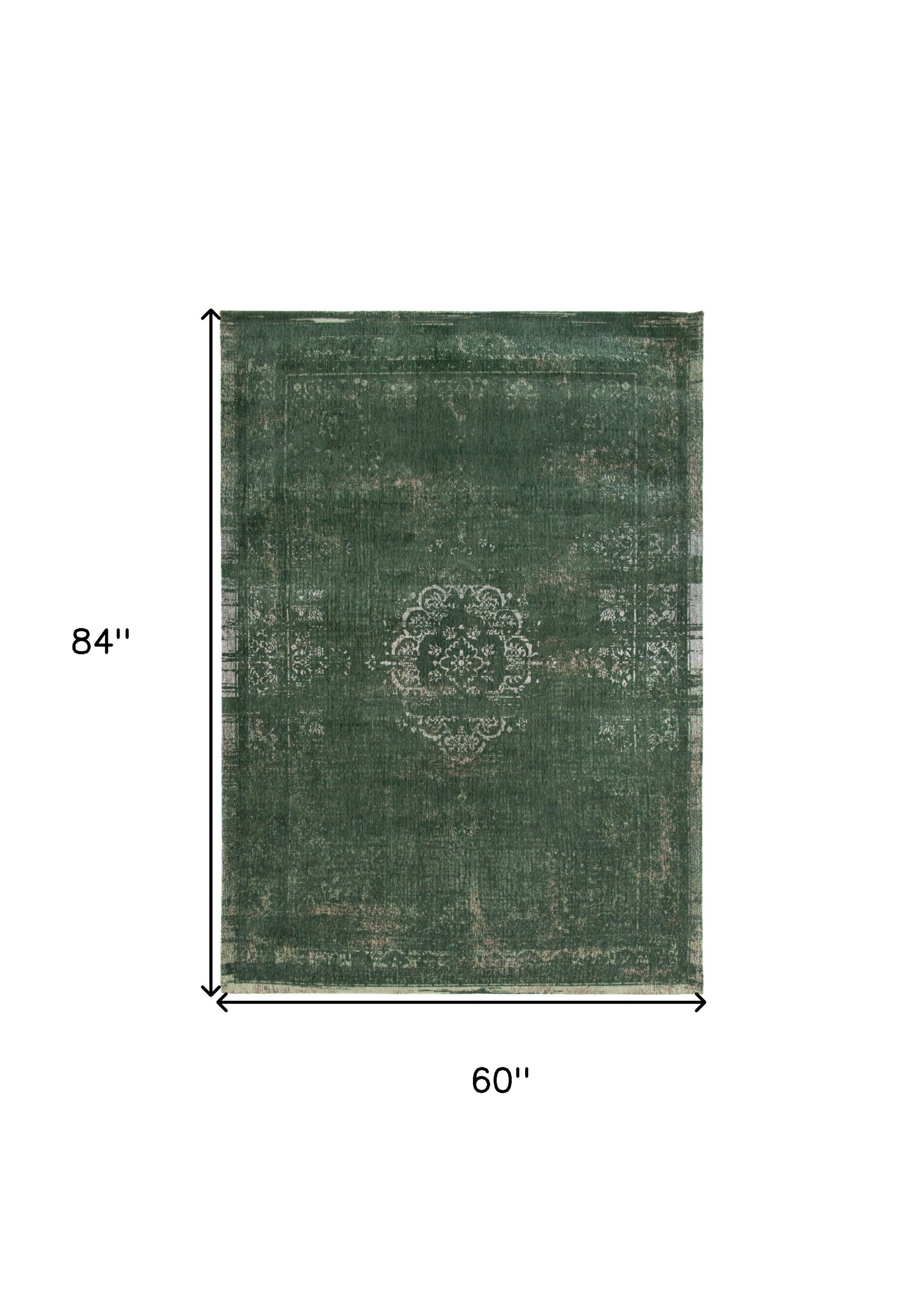 Stylish 6-Foot by 8-Foot Gray and Green Medallion Design Non-Slip Area Rug - Ideal for Enhancing Any Room's Decor
