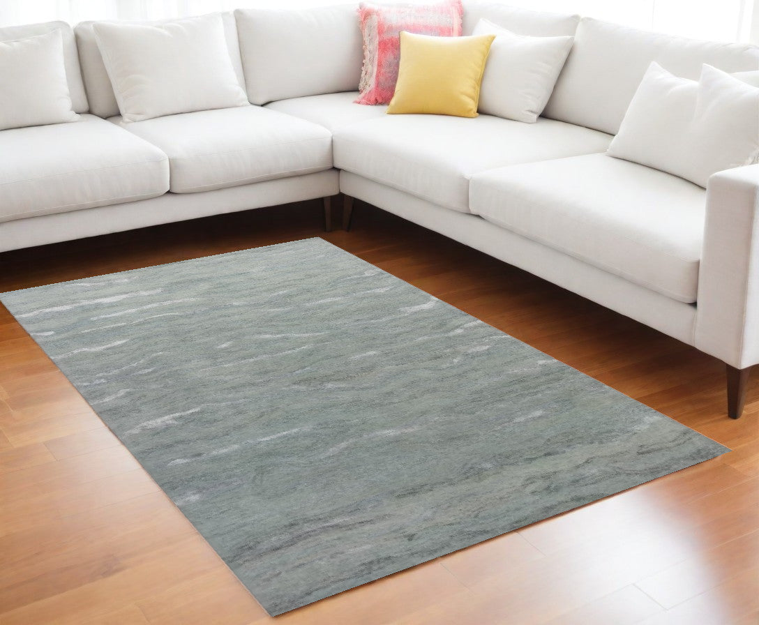 Indian-Made Hand-Tufted Wool Area Rug with Viscose Accents for a Calm Home