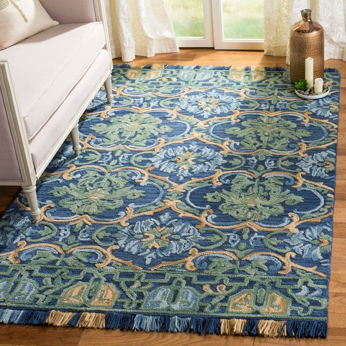 Exquisite Hand - Tufted Luxury Wool Area Rug with 8mm Pile Height, Showcasing Elegant Indian Craftsmanship for Your Home Decor