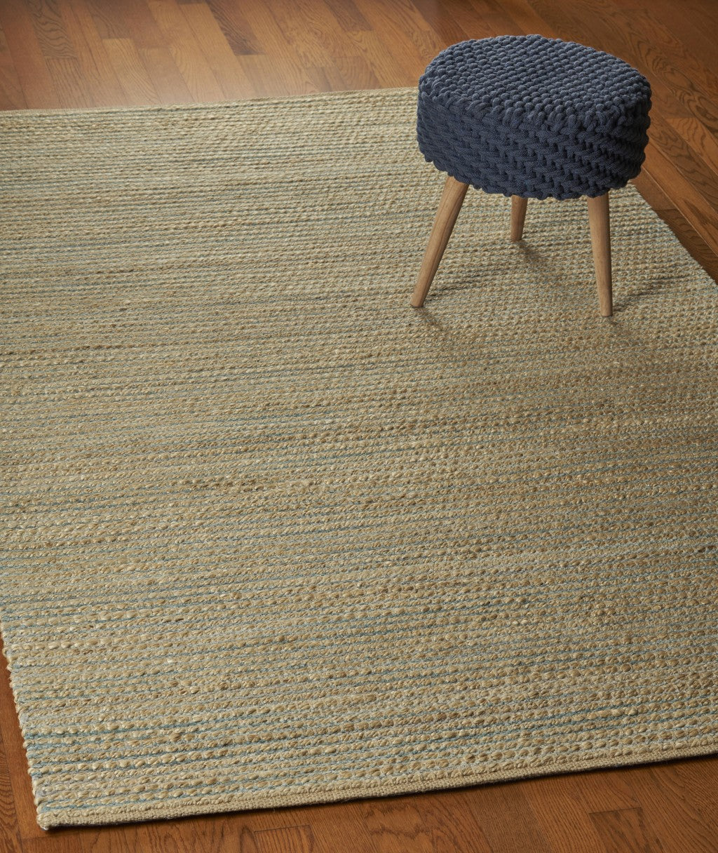 Tan and Blue Striated Area Rug: Modern Farmhouse Style for Cozy High-Traffic Areas