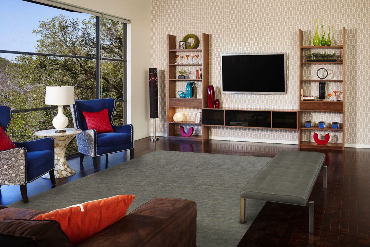 Stain-Resistant Hand Woven Wool Blend Area Rug with Unique Artisan-Crafted Design for Contemporary Modern Spaces