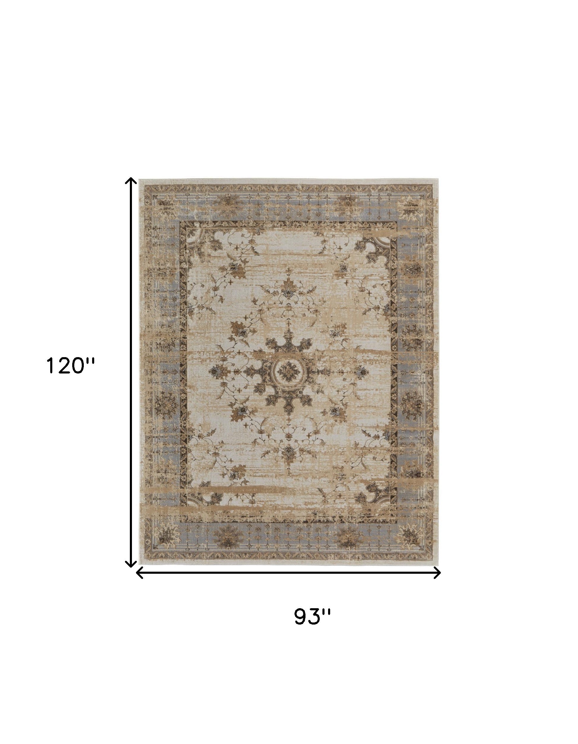 Luxurious Distressed Turkish Area Rug in Tan and Gray for a Cozy Home