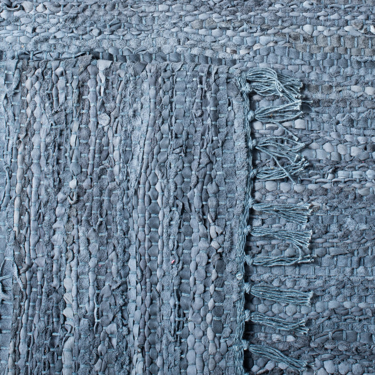 Eco-Friendly 90% Recycled Leather Vintage 501 Contemporary Flat Weave Rug