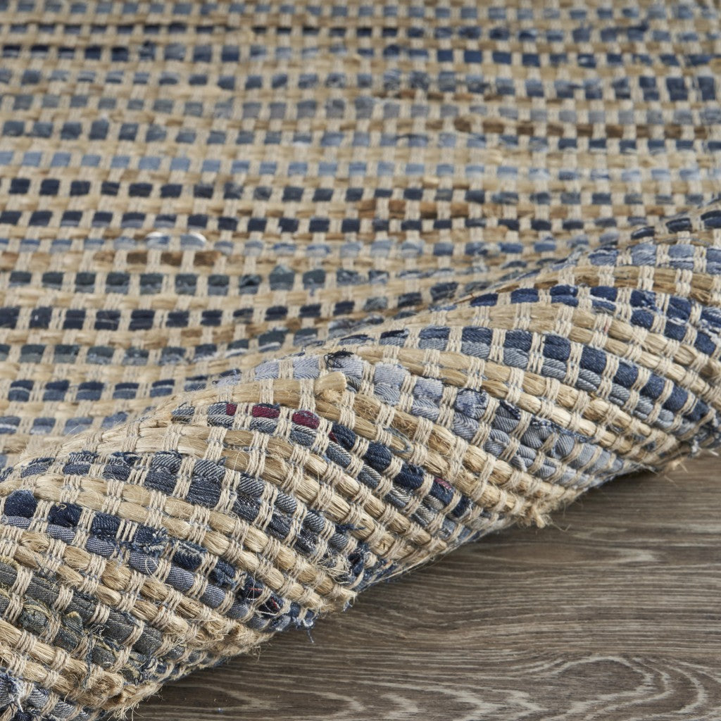 Stylish Blue and Beige Striped Area Rug for Boho - Chic Modern Homes