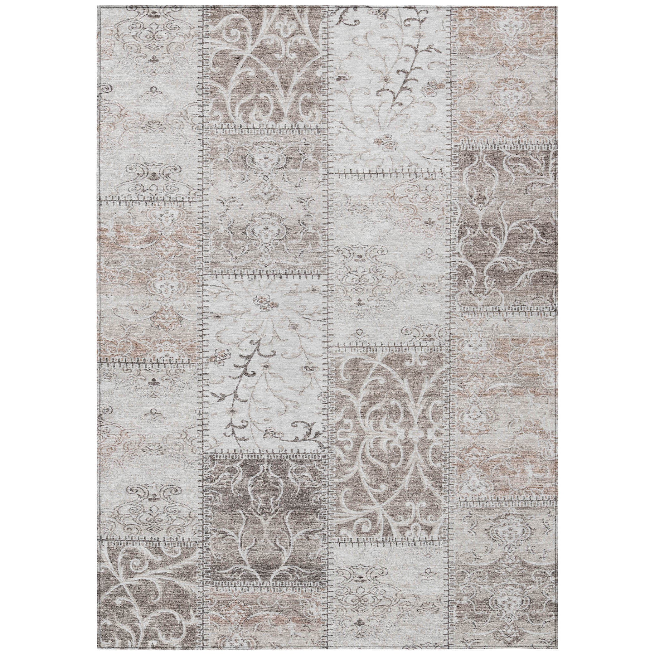 Stylish and Washable Outdoor and Indoor Runner Rug with Patchwork Design for Versatile Use