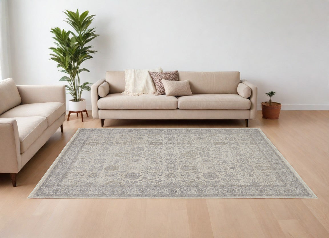 Stylish and Stain-Resistant Worn Faded Oriental Area Rug with Fringe for Decorating Any Space