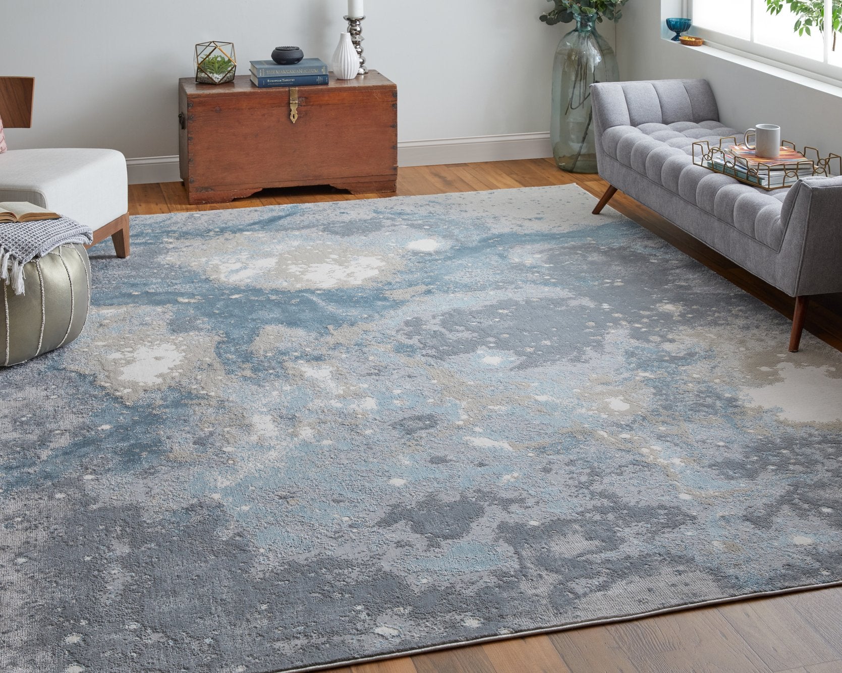 Astra Abstract Watercolor Rug - Soft Texture, Luxurious Metallics for Your Space