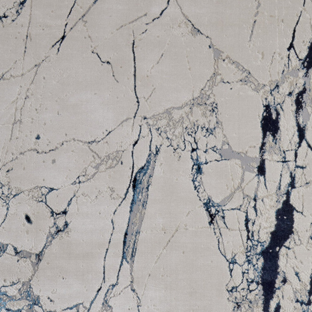 Elegant Ivory and Blue Marble Design Stain-Resistant Area Rug for Stylish and Comfortable Living Spaces