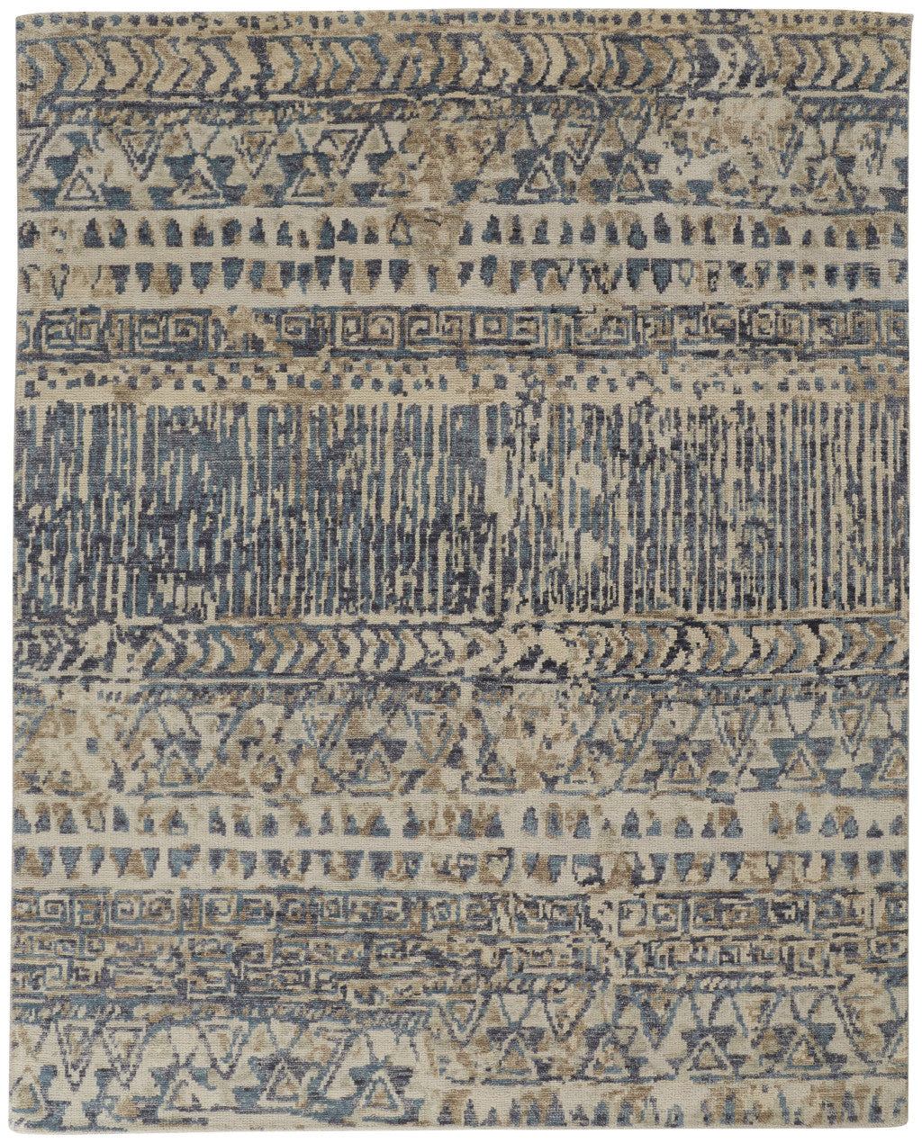 Exquisite Hand-Knotted Wool Geometric Area Rug for Flooring - One-of-a-Kind Artisan Creation with Stain-Resistant Feature and Stylish Decorative Accents