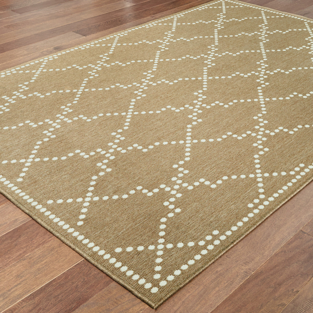 Stylish Geometric Blue and Ivory Stain-Resistant Outdoor Rug for Indoor Spaces