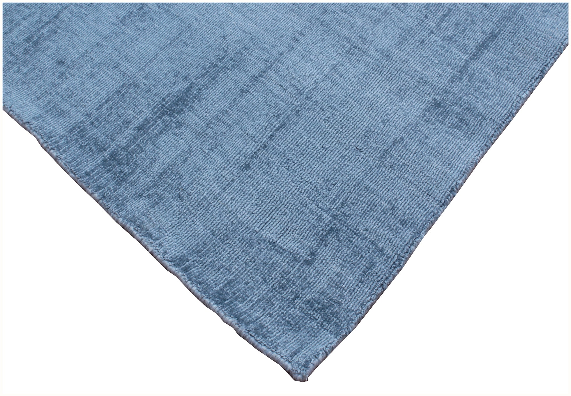 Denim Blue Handmade Viscose Area Rug - 9-Foot by 12-Foot, a Distinctive Artisan-Crafted Piece for Elegant and Stylish Living Spaces