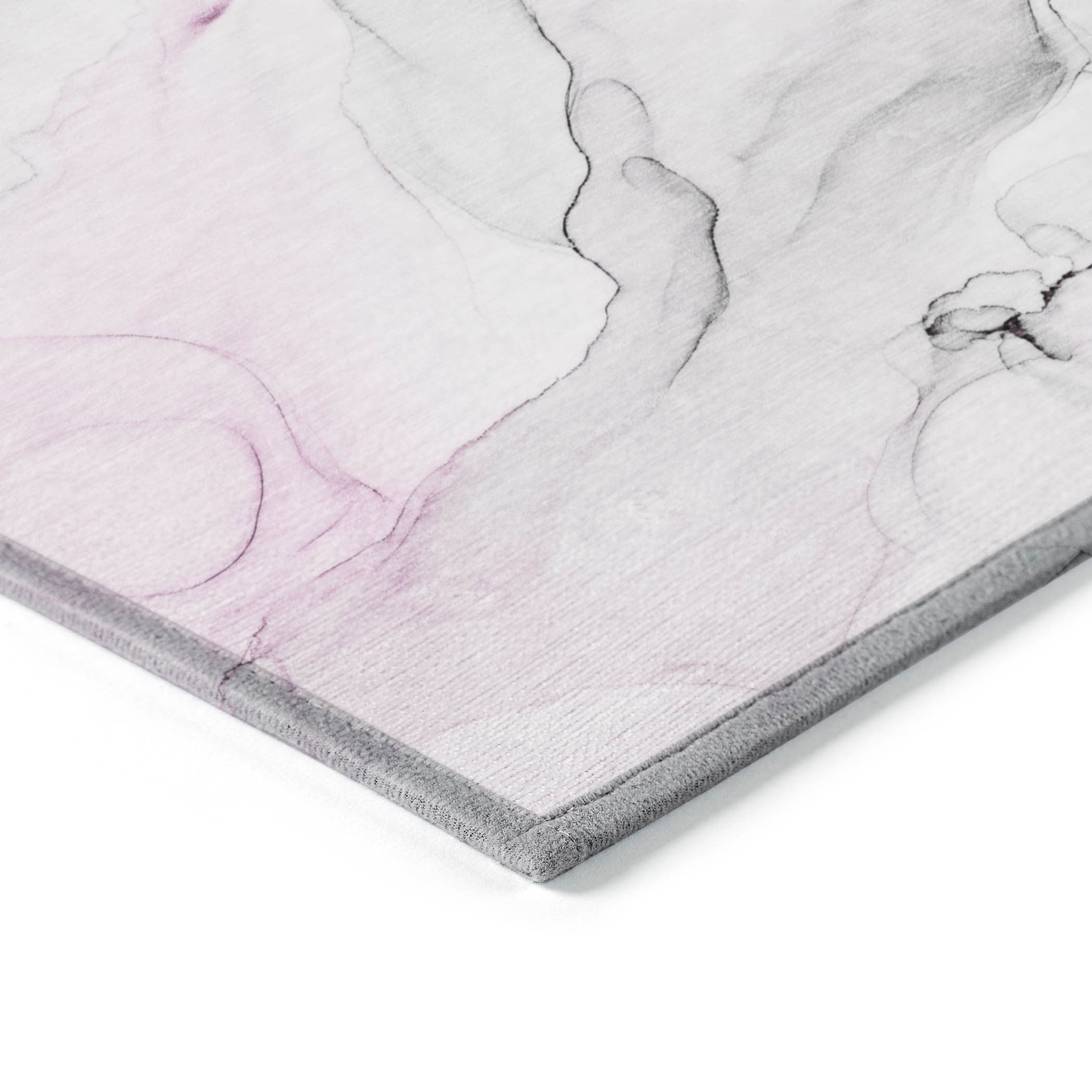 Stylish Washable Gray and Pink Abstract Runner Rug for Indoor & Outdoor, Stain-Resistant