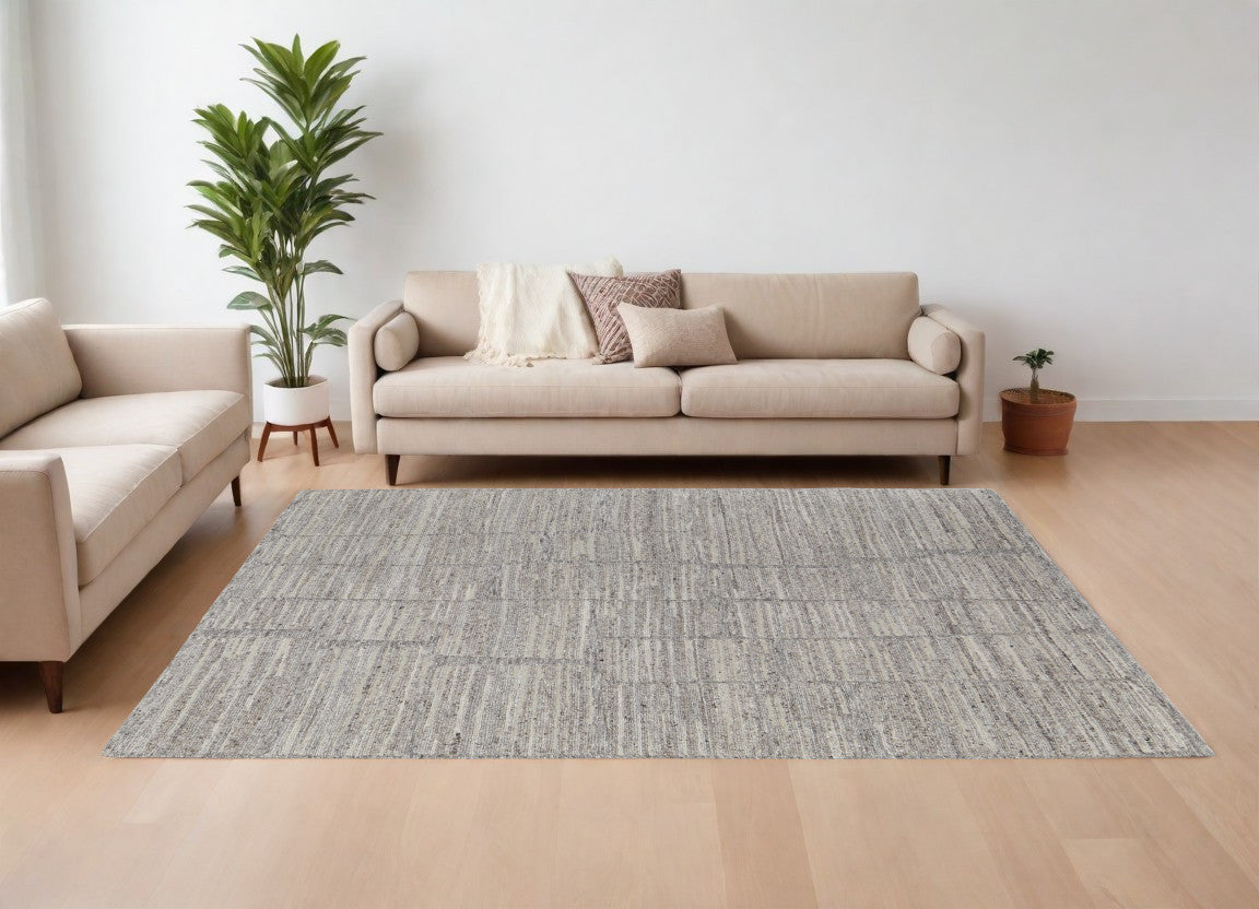 Unique Hand-Woven Taupe Abstract Area Rug for Artistic Home Comfort