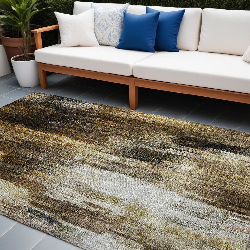 Washable, Stain-Resistant, Non-Skid Teal Abstract Outdoor Runner Rug for Any Space