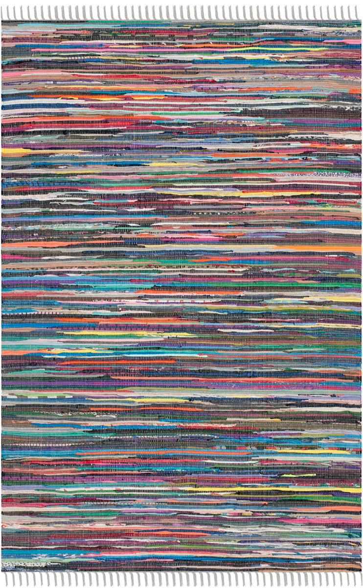 Chic Hand-Woven Cotton Pile Rag Rug: Colorful Artisanal Design for Casual Areas