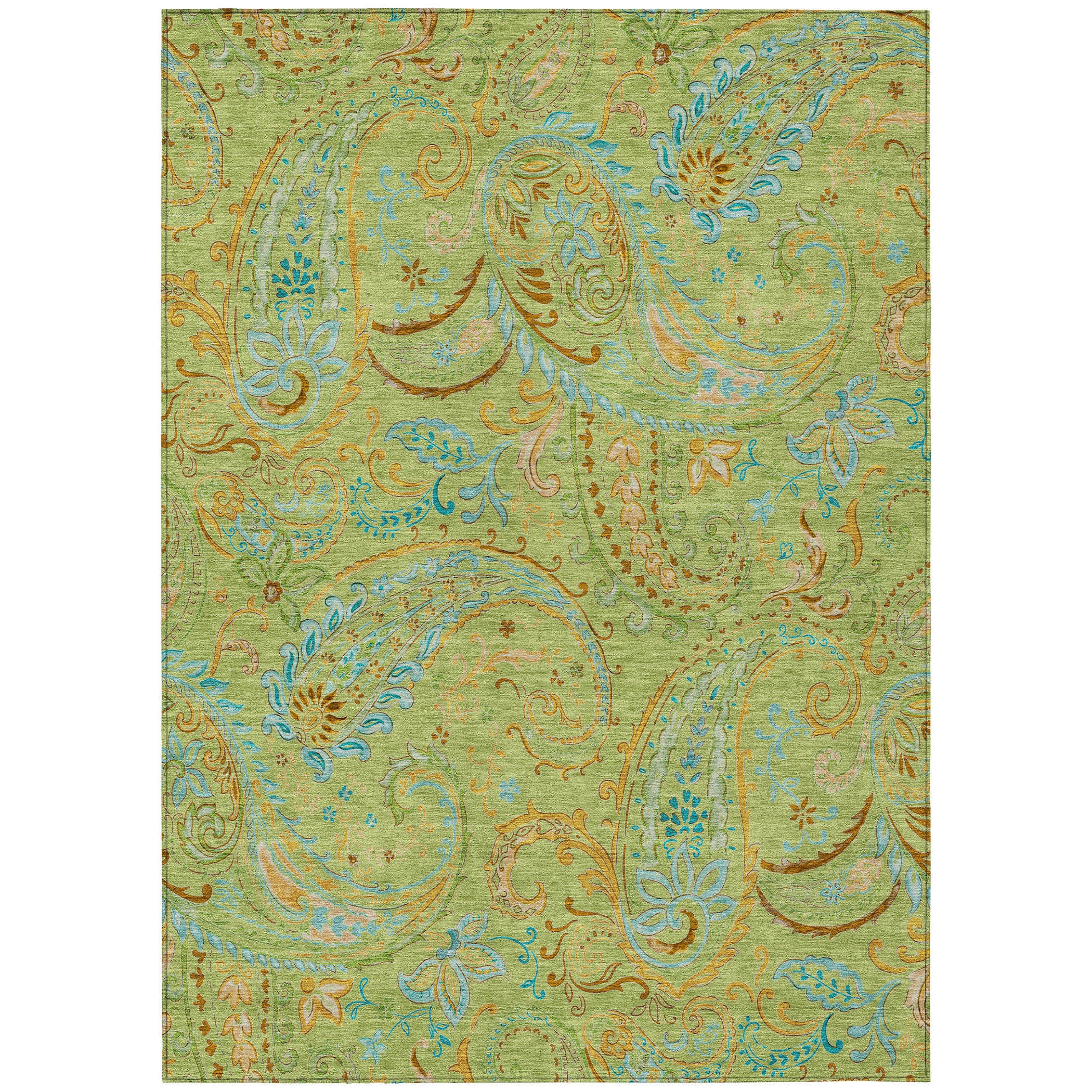 Stylish and Stain-Resistant Washable Outdoor Area Runner Rug with Paisley Pattern - Perfect for Spaces with Kids and Pets