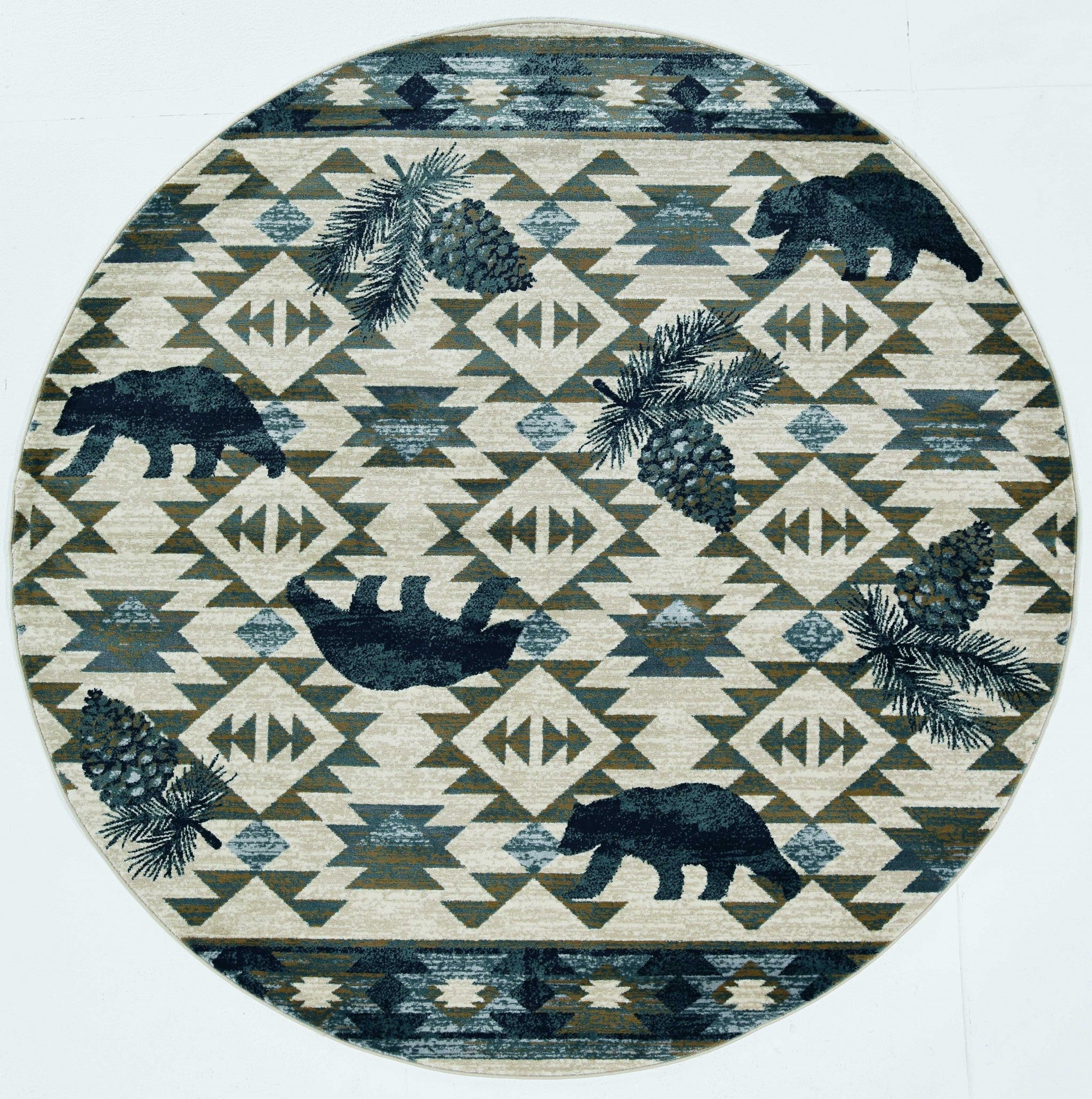 Elegant Ivory and Blue Machine-Woven Montana Area Rug for Lodge-Style Home Decor to Transform Your Living Space