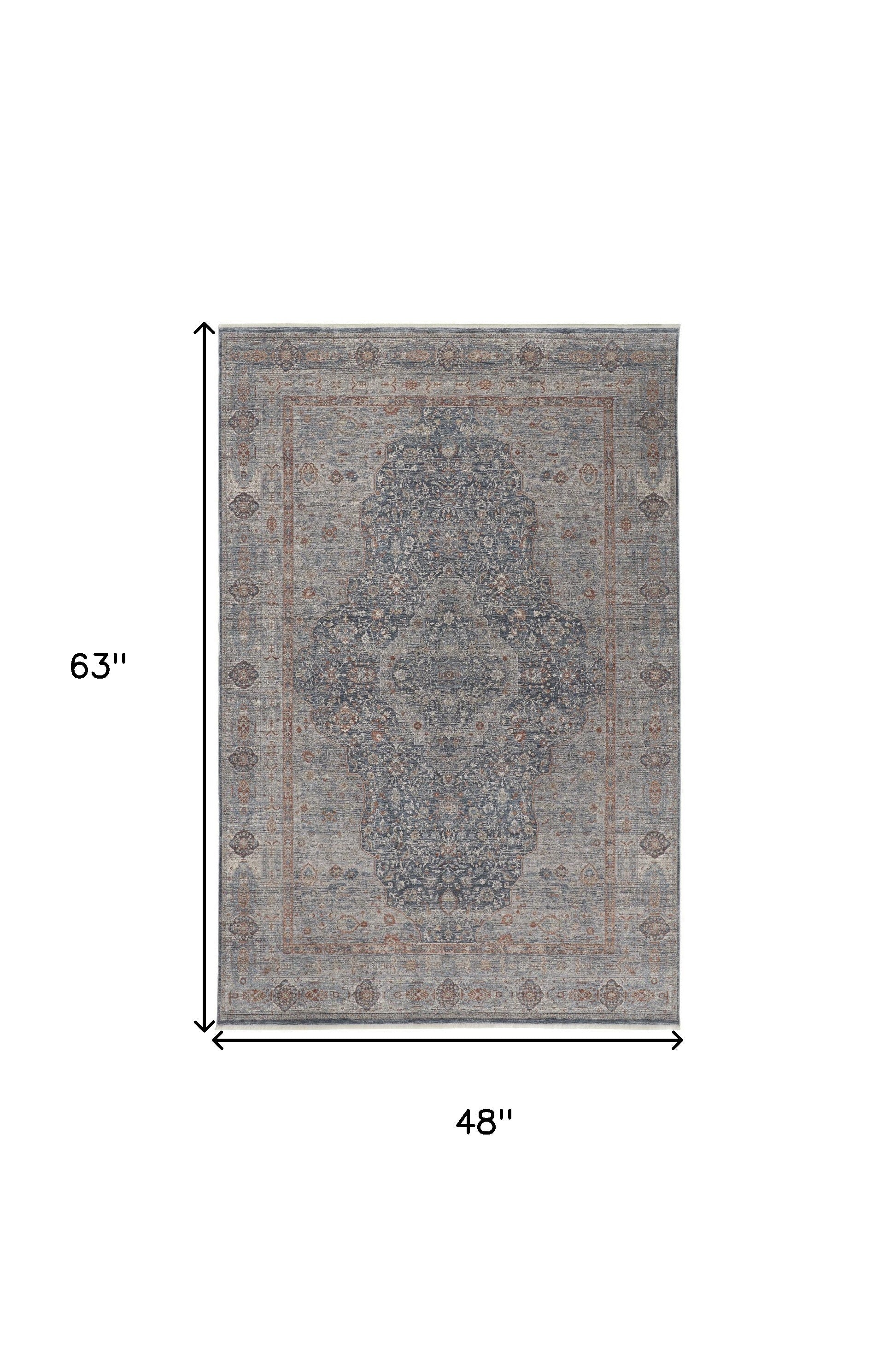 Exquisite Oriental Style Area Runner Rug with Worn and Faded Pattern, Fringed and Stain-Resistant for Family Living Spaces