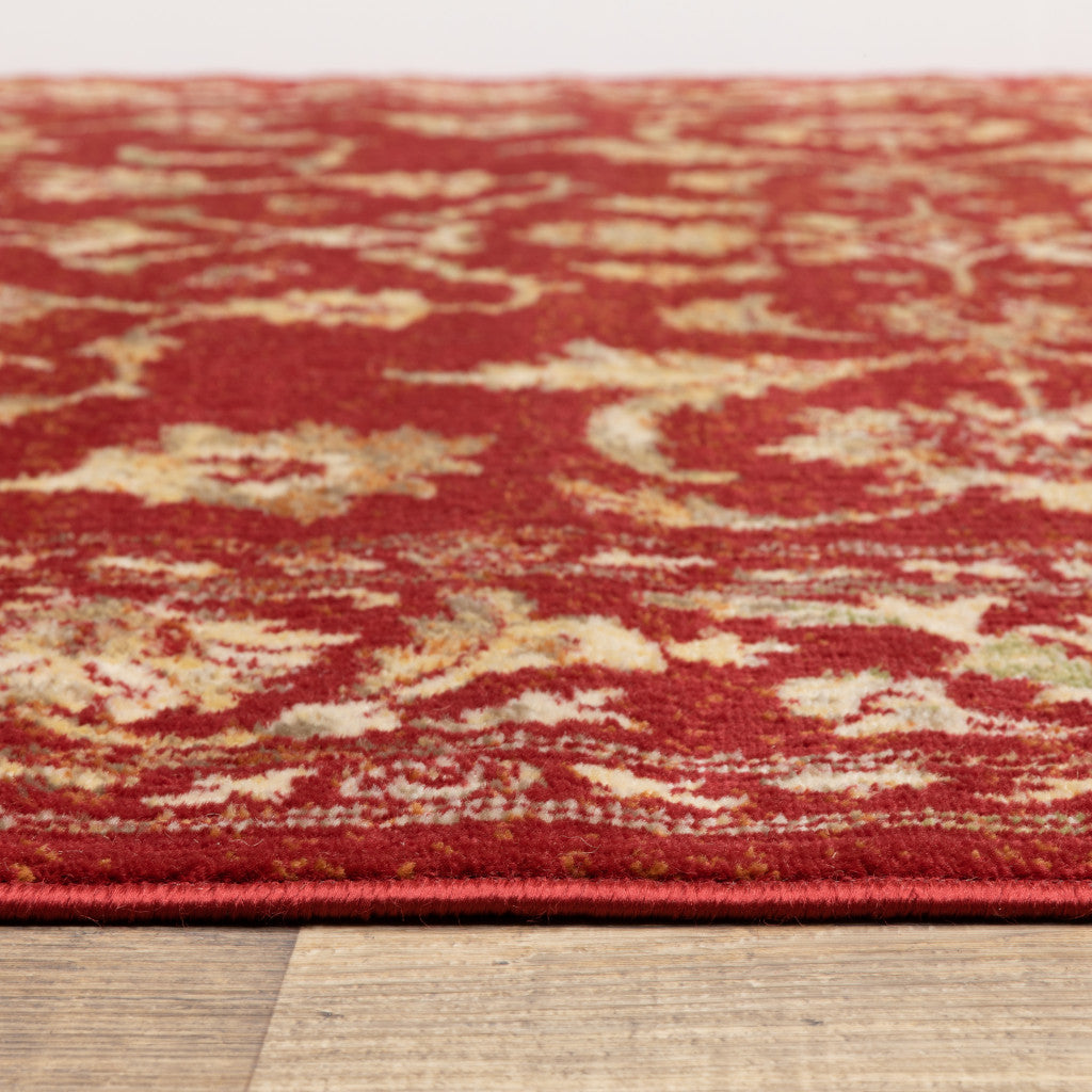 Stain-Resistant Oriental-Style Indoor Area Rug with an Elegant Red and Gold Design, Ideal for Kids' and Pets' Living Spaces