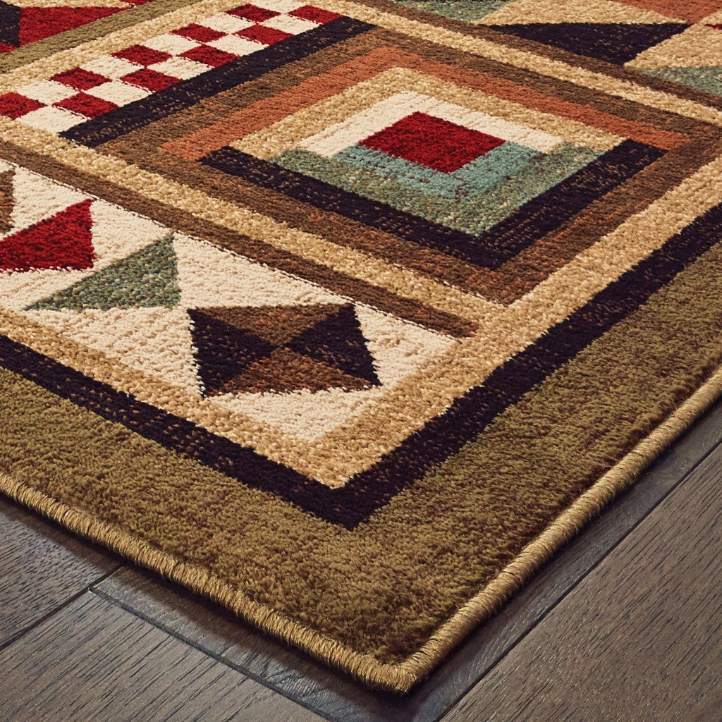 Stylish Stain-Resistant Brown and Red Ikat Patchwork Runner Rug for Bohemian Homes