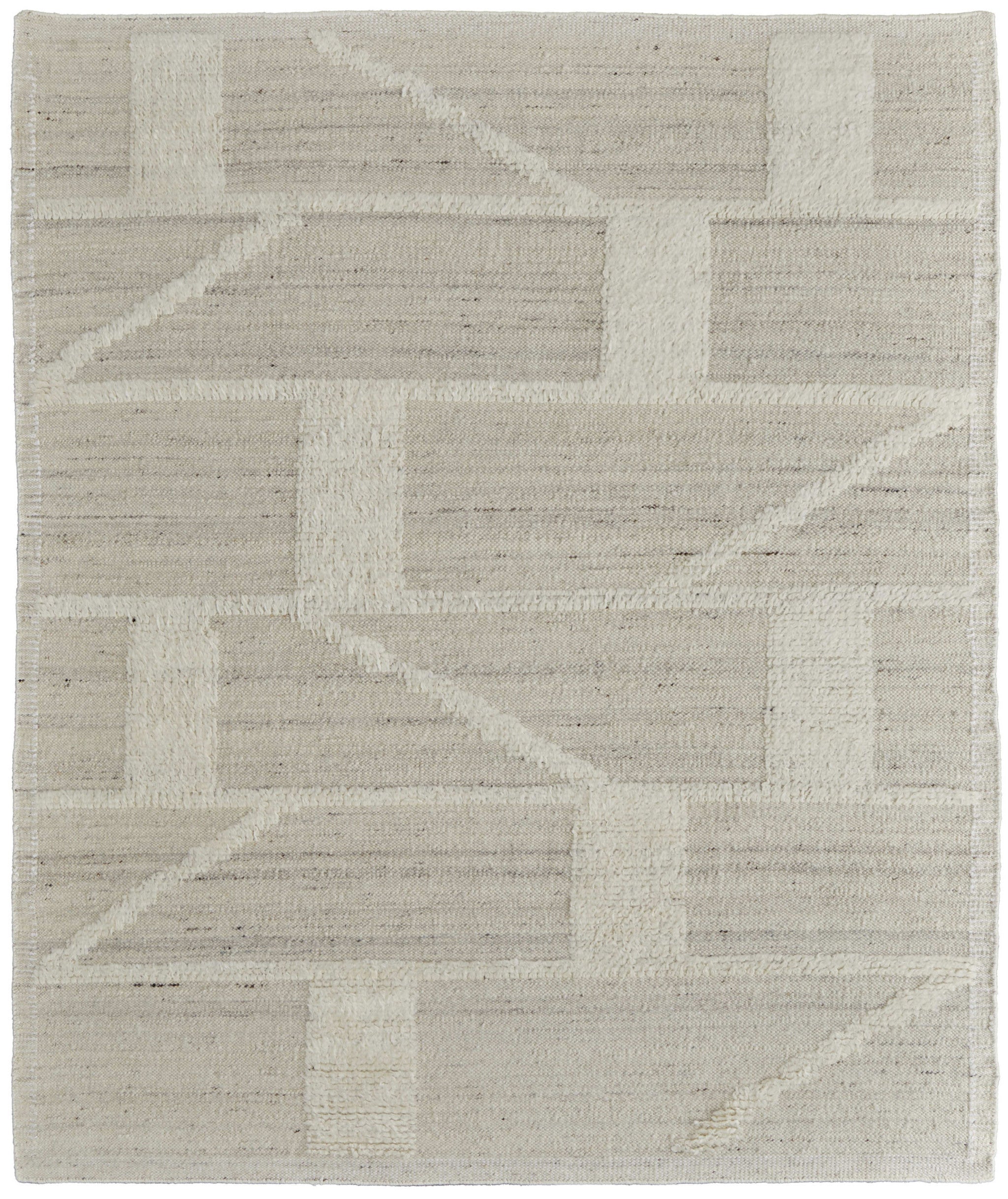 Exquisite Hand-Woven Tan and Ivory Geometric Area Rug for Cozy Living Spaces