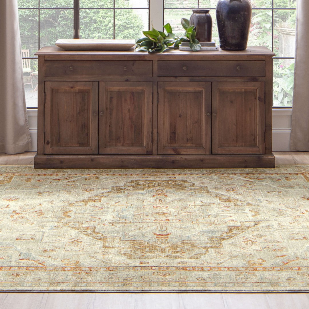 Adalia Traditional Ornamental Area Rug - Machine Woven, Stain-Resistant, Imported from Turkey