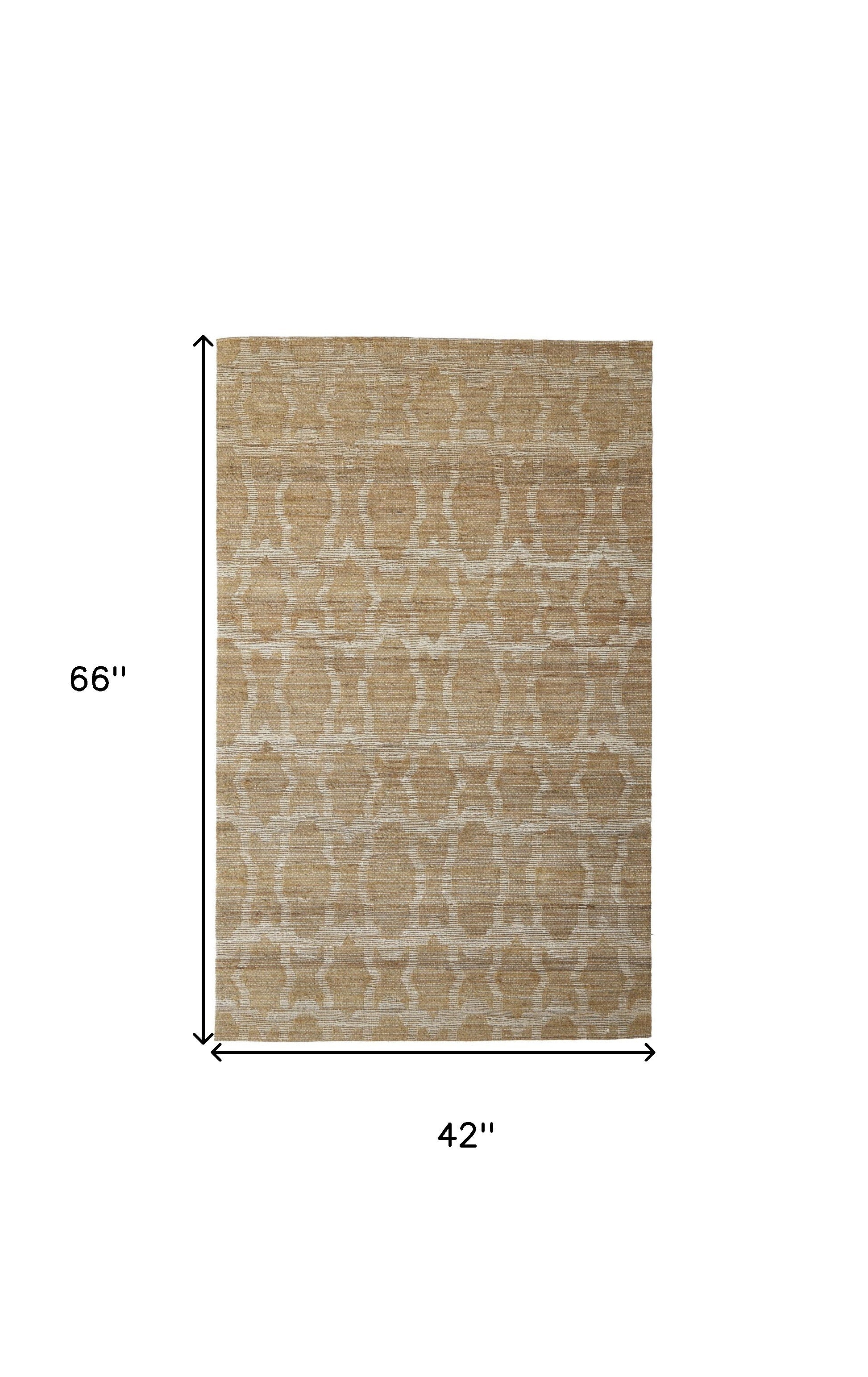 Stylish Hand-Woven Tan and Ivory Geometric Area Rug for Your Living Space