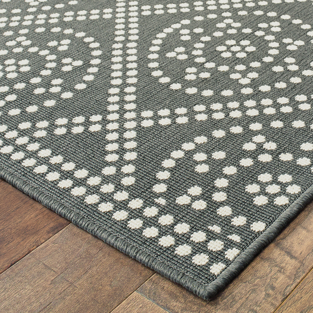 Stain-Resistant Gray and Ivory Geometric Rug for Indoor and Outdoor Use