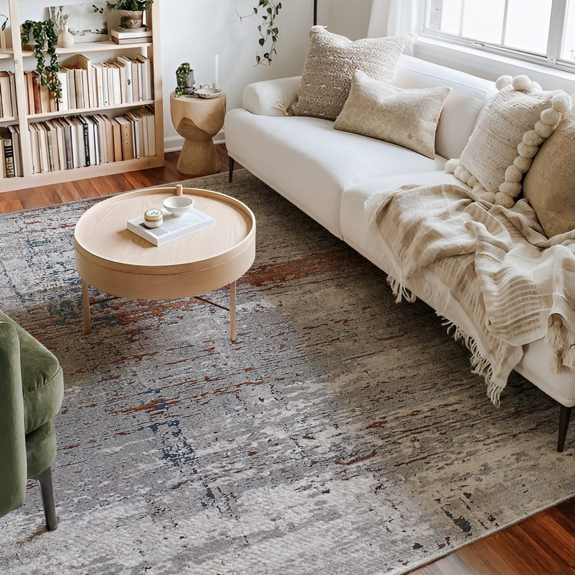 Stylish and Durable Gray & Brown Abstract Scraped Area Rug for Modern Homes