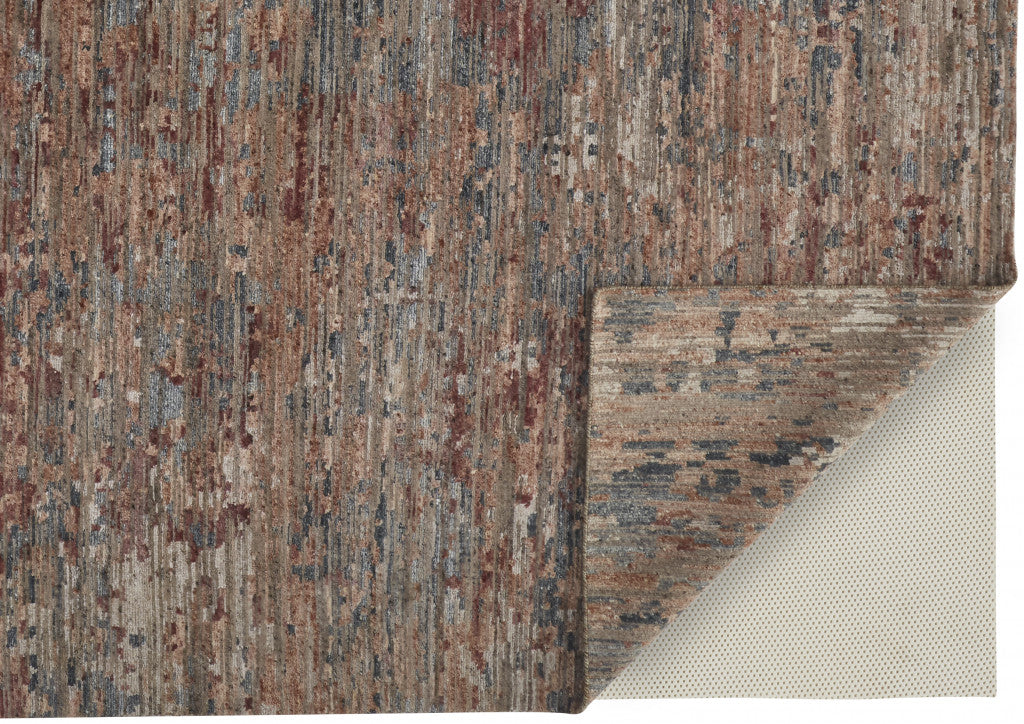 Exquisite Hand-Knotted Abstract Wool Area Rug with Distinctive Blue and Red Design for Artistic Home Decor