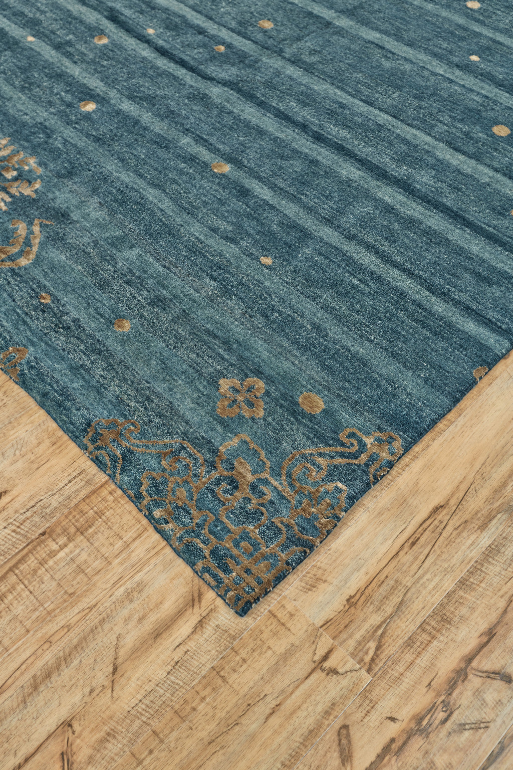 Exquisite Hand-Knotted Wool Blend Area Rug with Distinctive Tan and Green Striped Pattern for Sophisticated Home Decor
