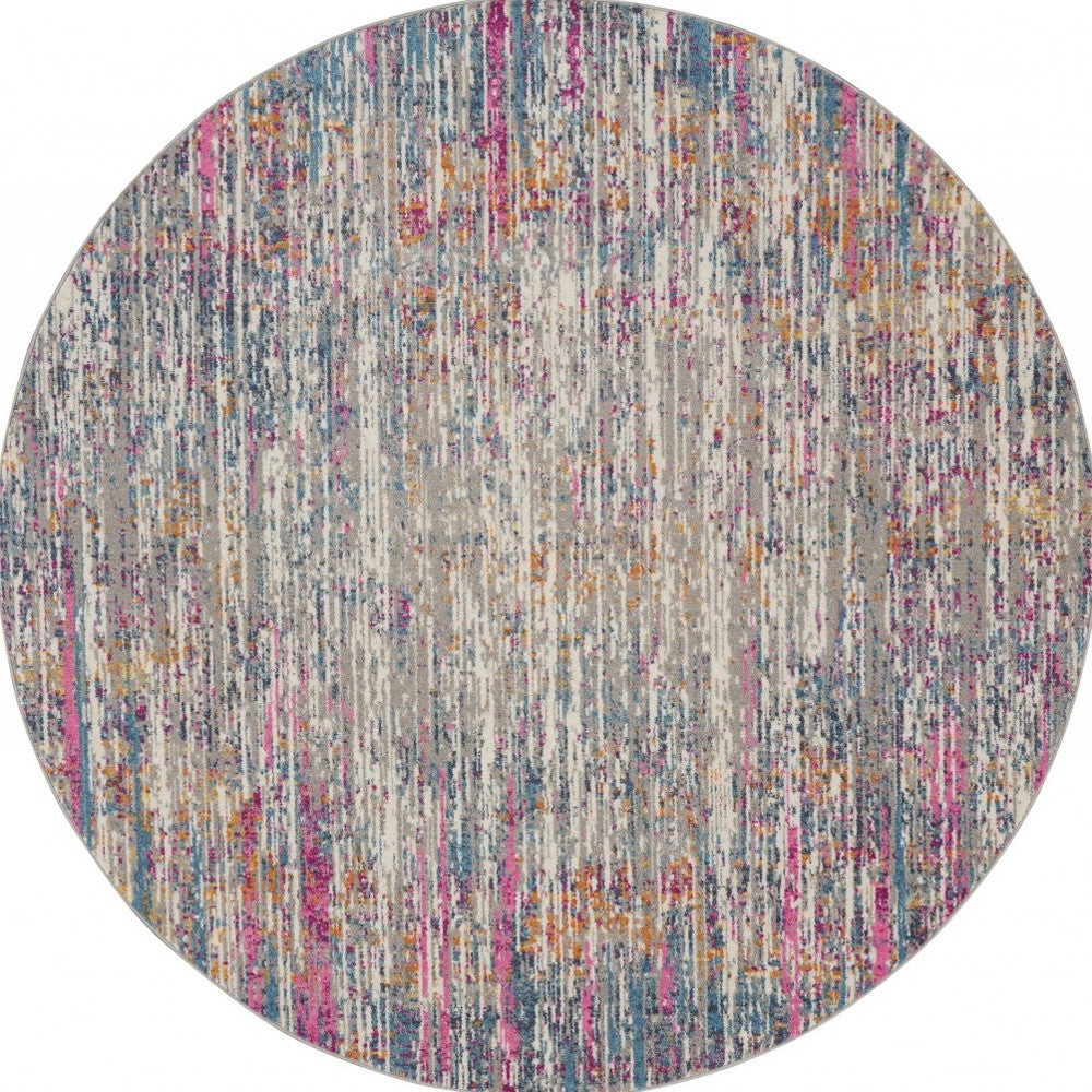 8' x 10' Pink and Ivory Abstract Power Loom Area Rug for Stylish and Warm Spaces