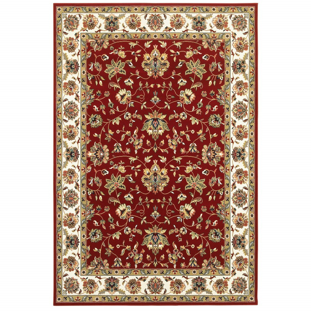 Exquisite Luxury Stunning Red and Ivory Floral Vines Area Runner Rug - Highly Durable and Effortlessly Maintainable