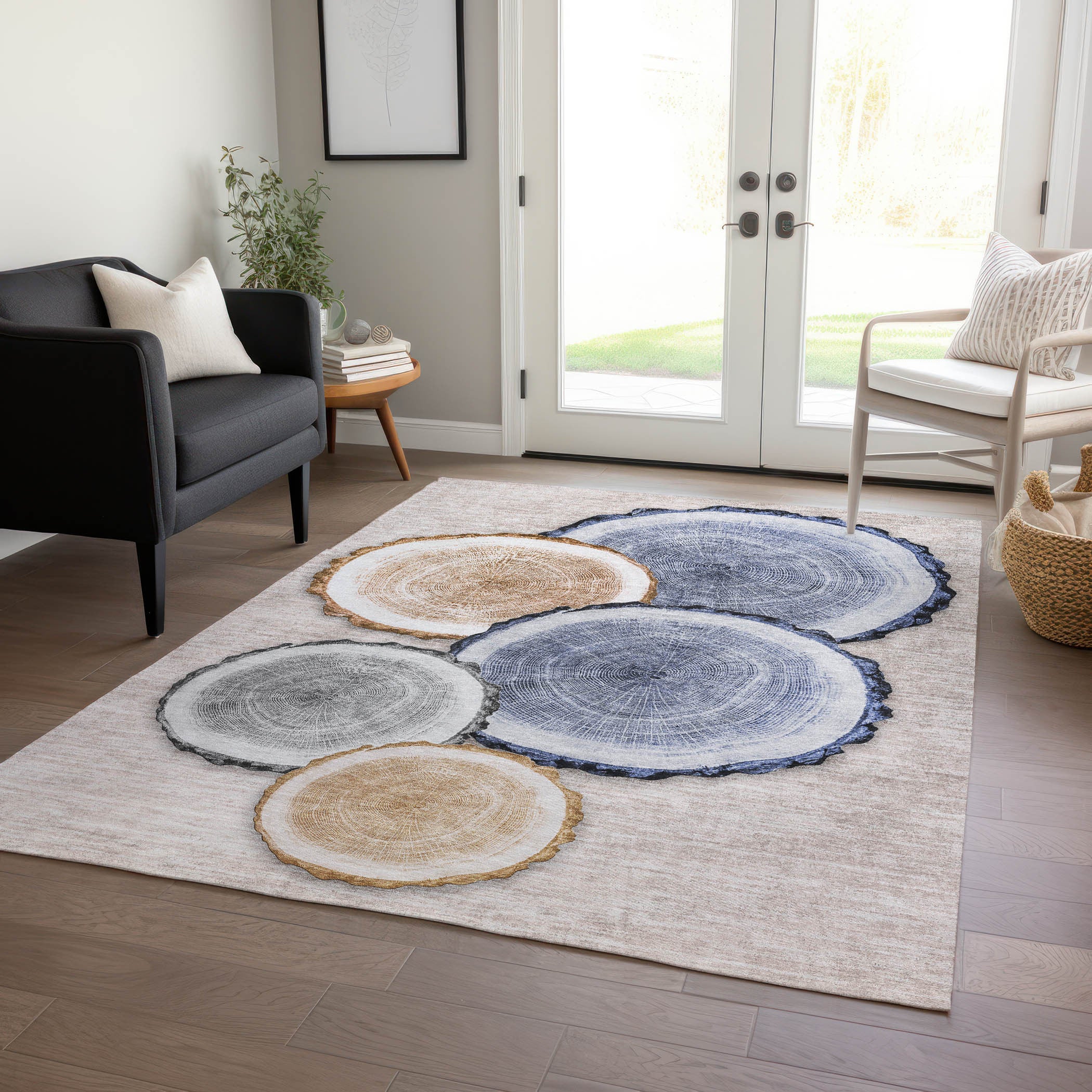 Stylish and Washable Faux Wood Design Outdoor and Indoor Runner Rug with Stain Resistance and Non-Skid Feature