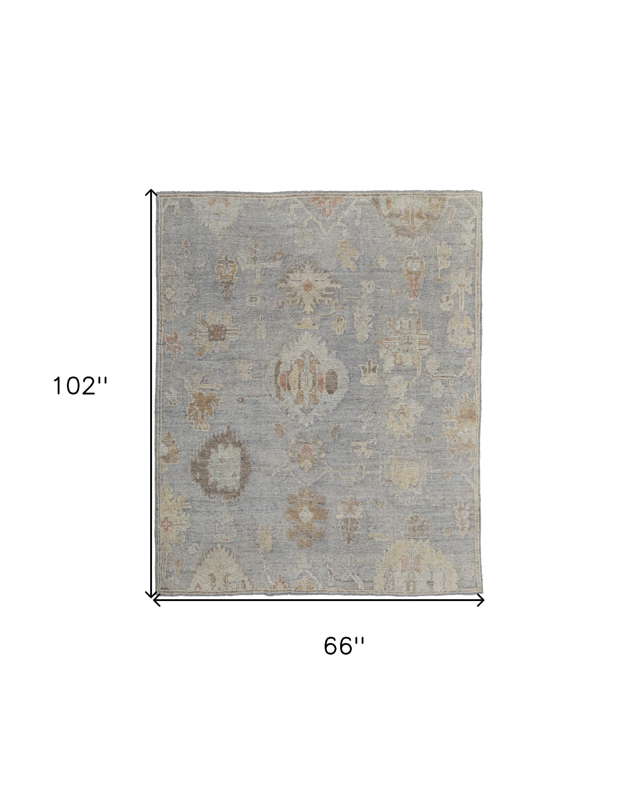 Stain-Resistant Hand-Knotted Wool Area Rug with Unique Gray & Blue Floral Design for Modern Homes