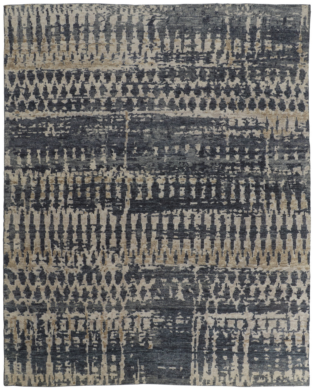 Artisan Hand-Knotted Wool Area Rug: Unique Abstract Design, Stain-Resistant for Comfort