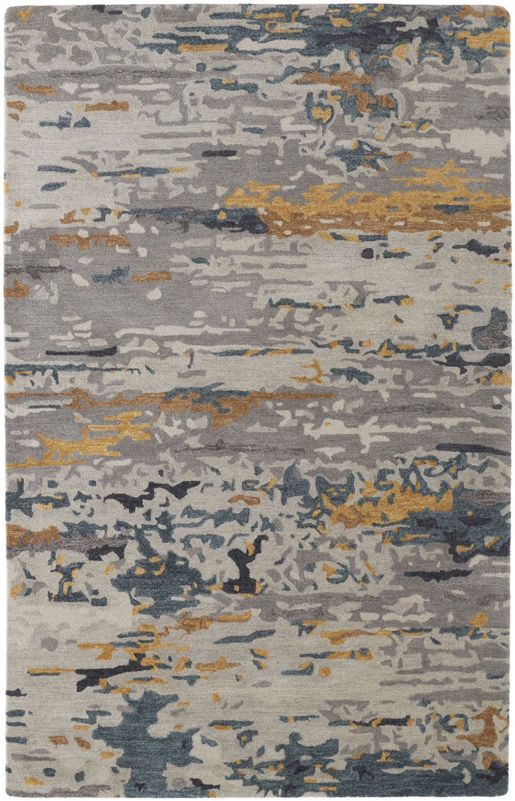 Stain-Resistant Plush Wool Abstract Area Rug for Family Homes with Kids & Pets