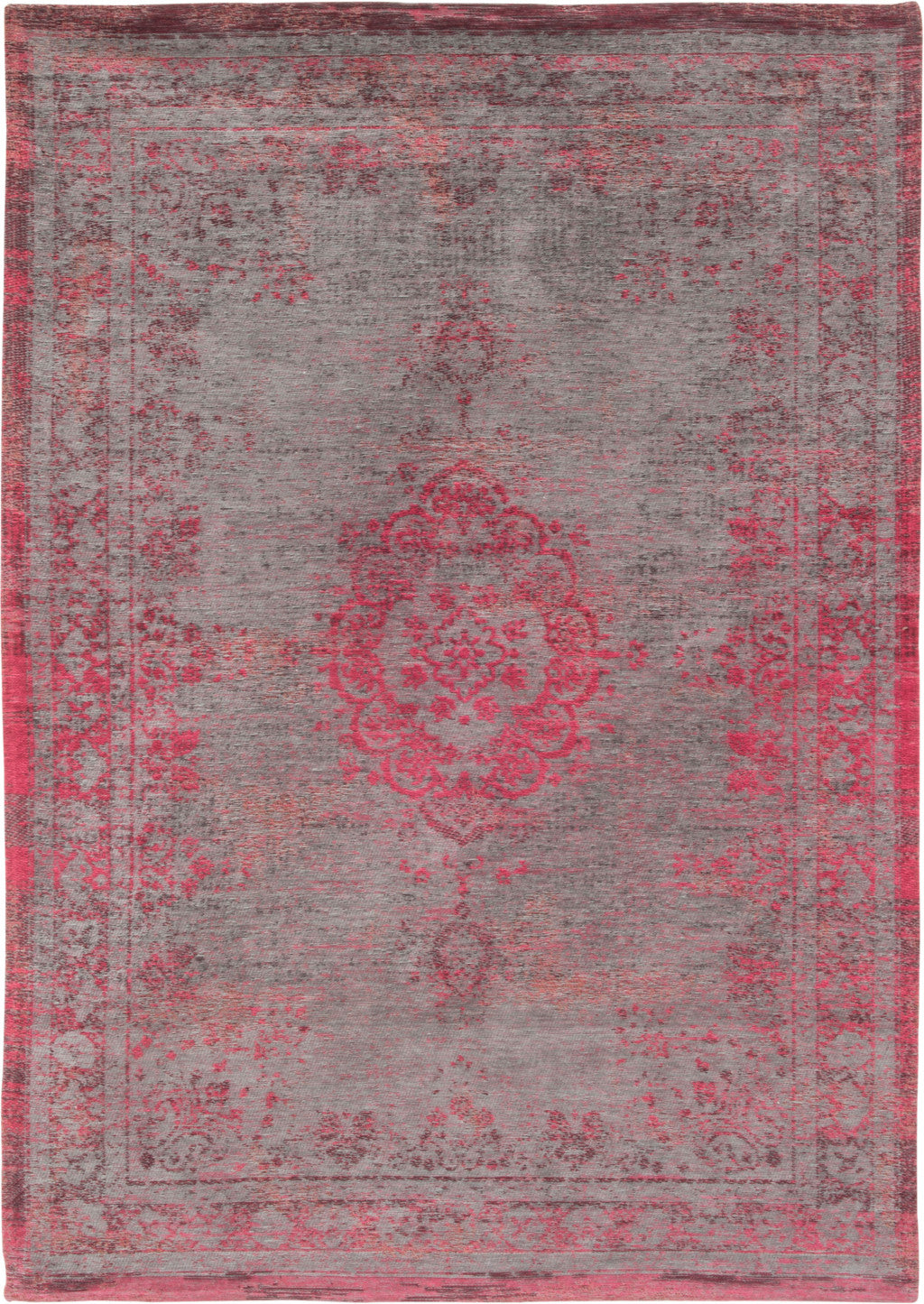 Exquisite 8-Foot by 11-Foot Gray and Pink Medallion Non-Slip Machine-Woven Area Rug for Every Room's Interior Design