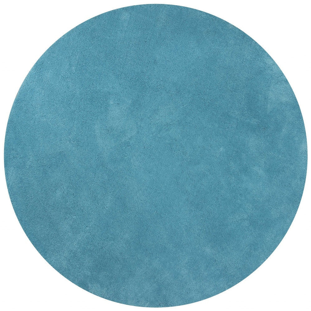 Charming Hand-Woven Polyester Blue Shag Rug for Modern Home Decor
