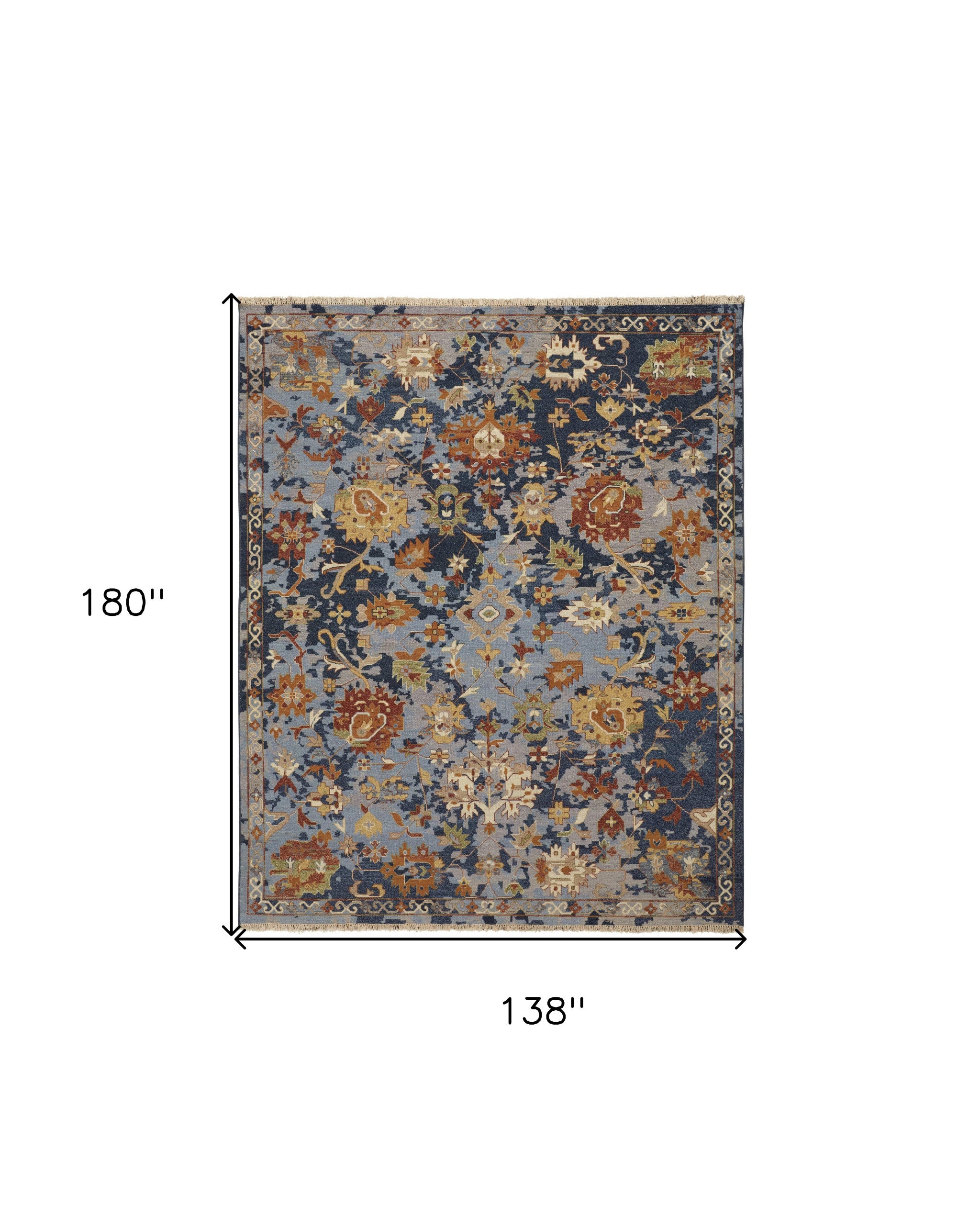 Exquisite Hand-Knotted Wool Floral Area Rug with Fringe - Stain-Resistant and Unique Design for Any Living Space