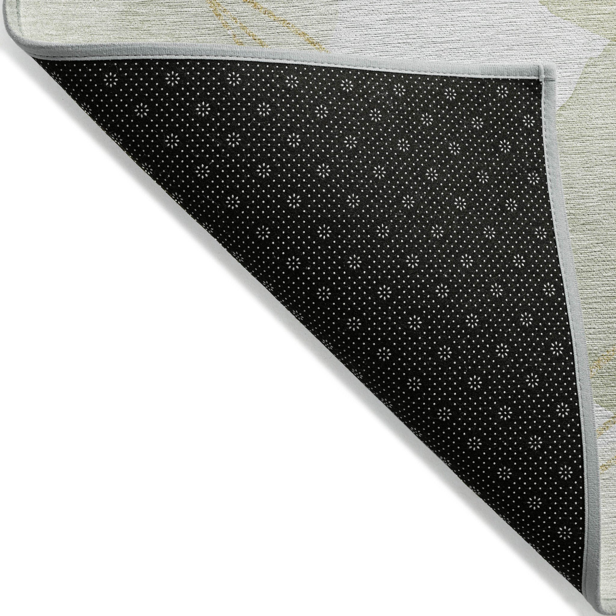 Modern Washable, Non-Skid, Stain-Resistant Green & Ivory Abstract Indoor-Outdoor Runner Rug