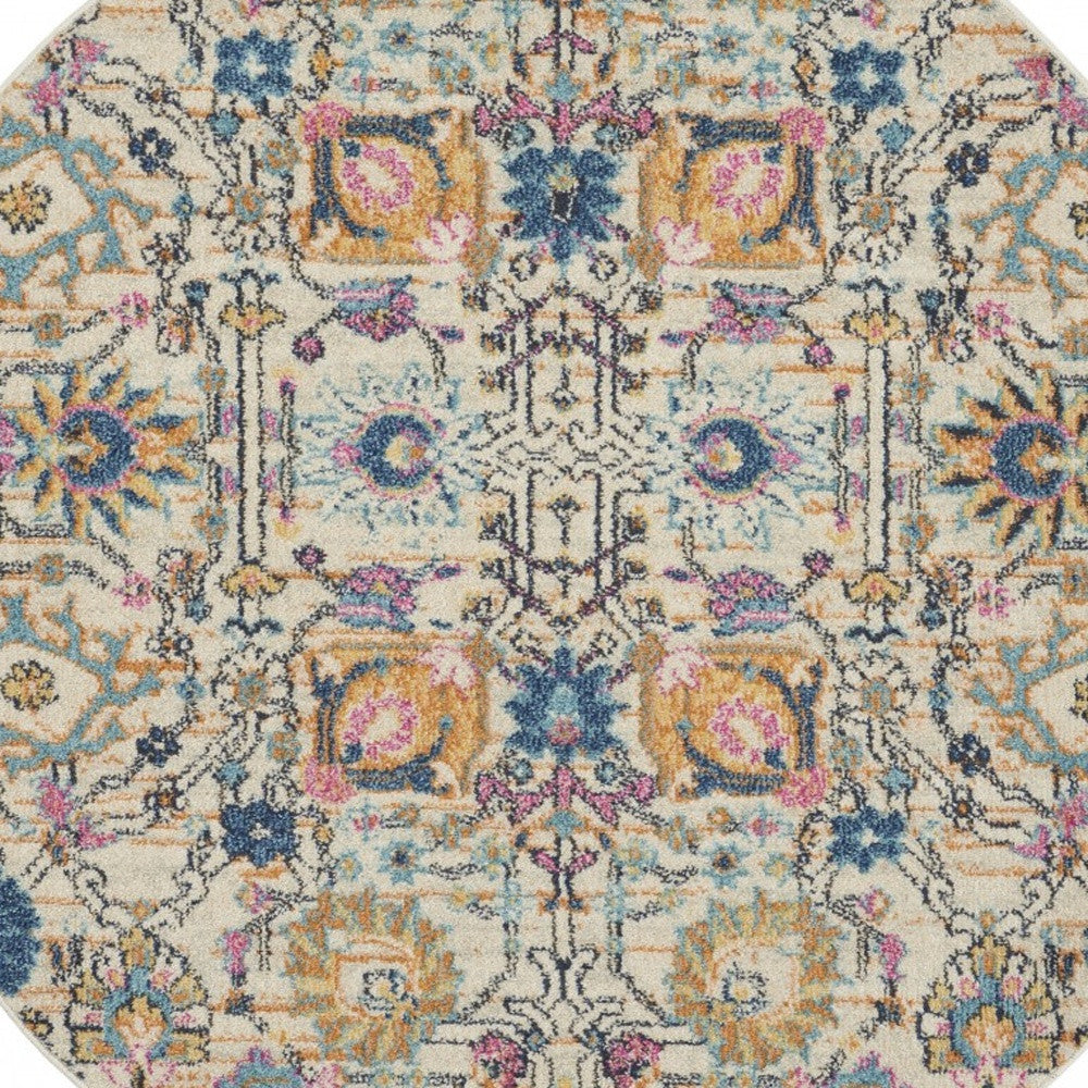 Stylish Orange and Ivory Floral Power Loom Runner Rug for Home Décor