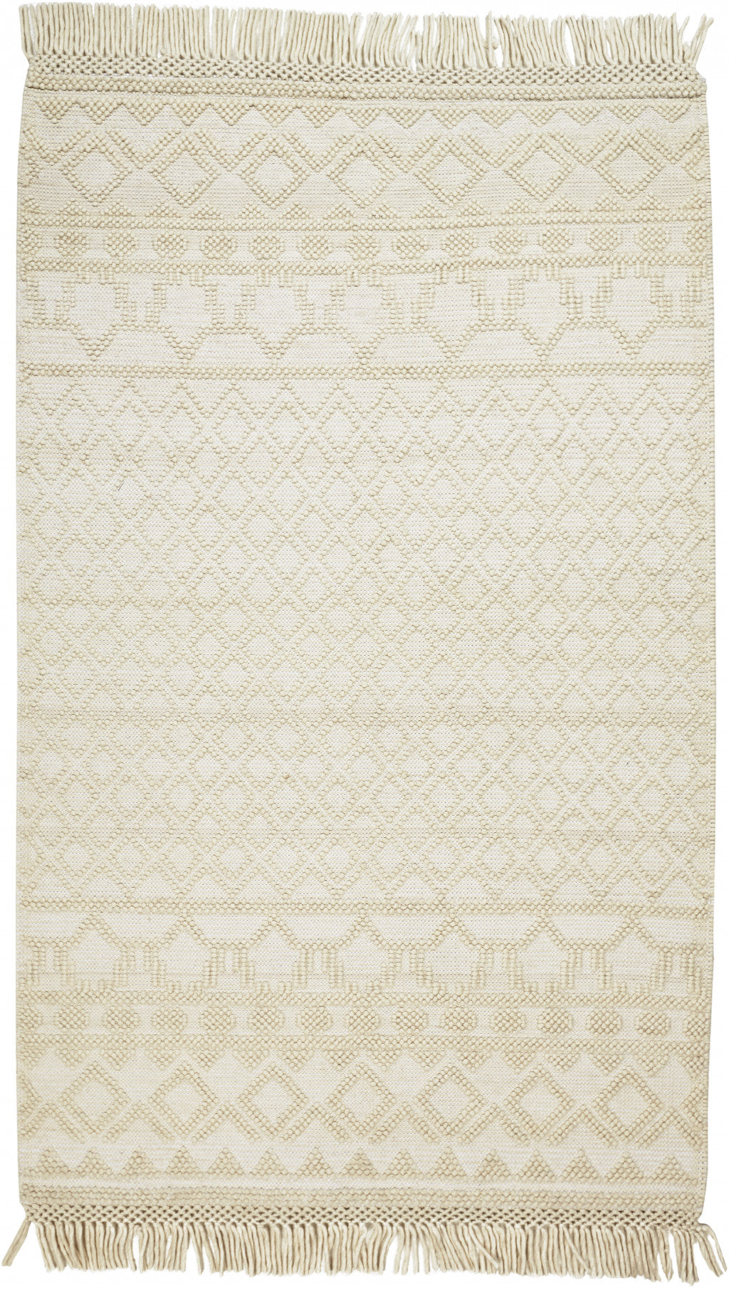 Exquisite Hand - Woven Geometric Wool Area Rug with Fringe, an Ideal Artisan - Crafted Home Decor Accent Piece