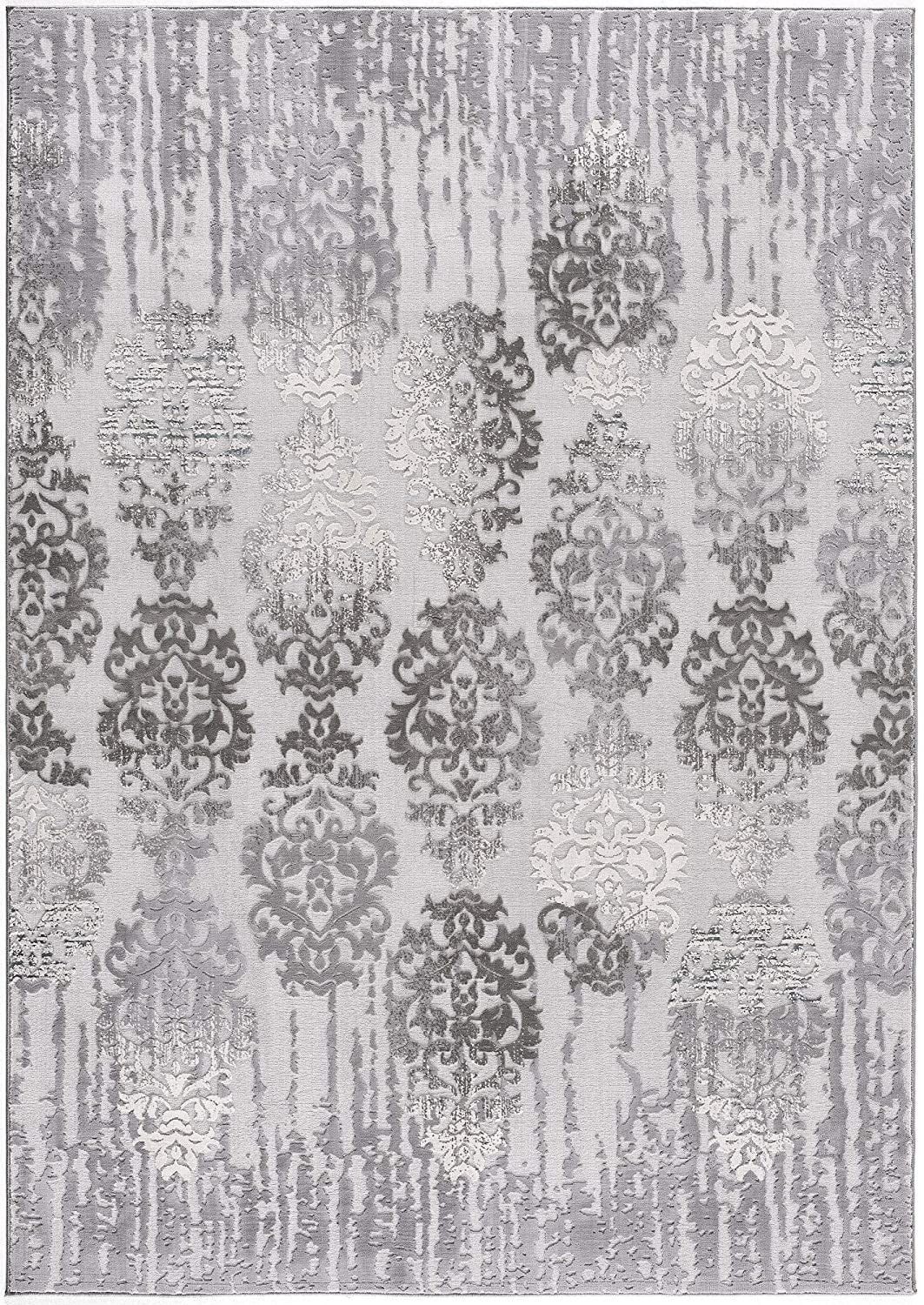 6' x 9' Gray Damask Power Loom Area Rug - Stunning Design for Home Decor Upgrade